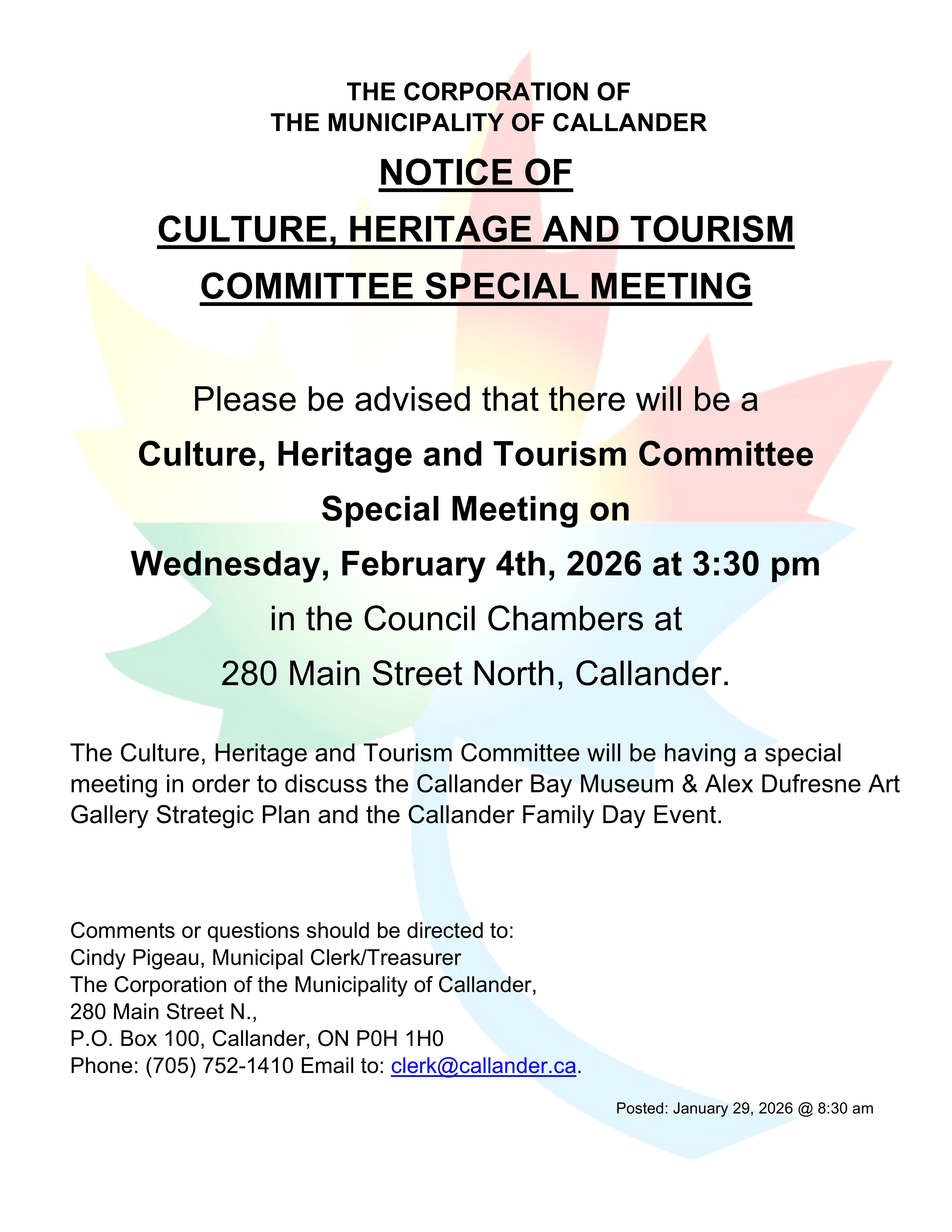 Special Committee Meeting Notice